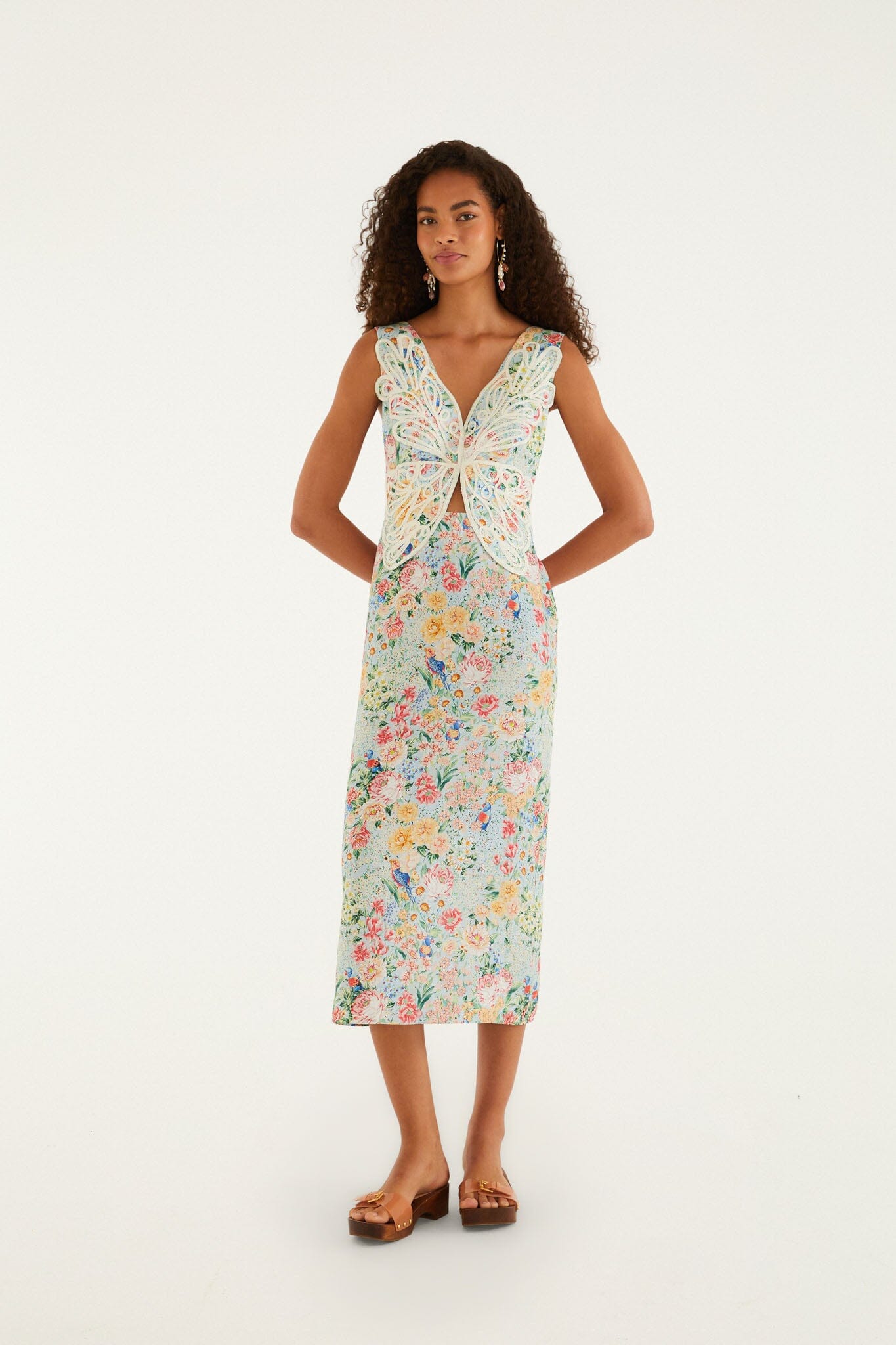 Vestido Midi Multicolor Rendeira con Corpiño 3D