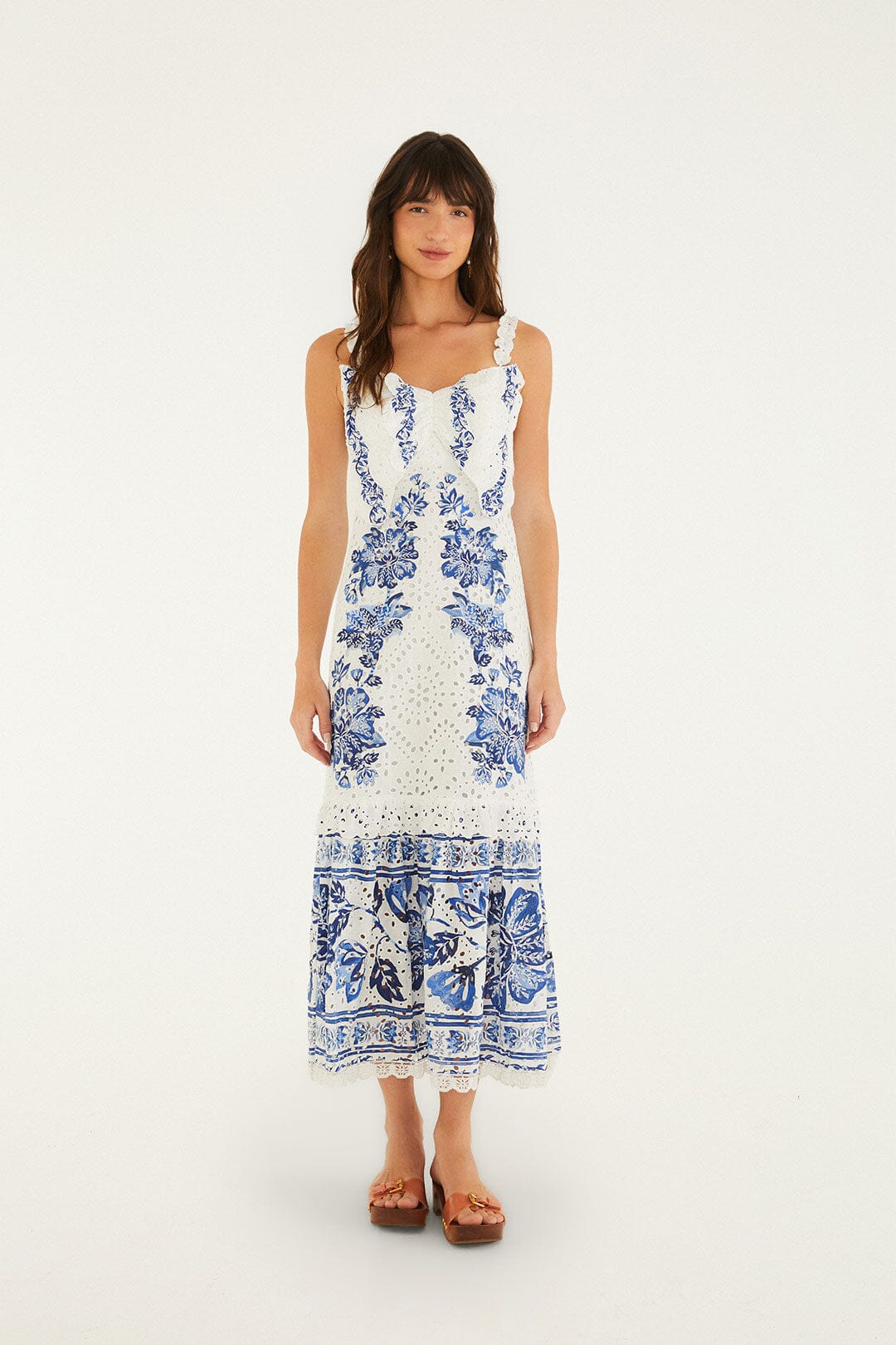 Vestido Midi Blanco Hueso Beautiful Nature con Ojales