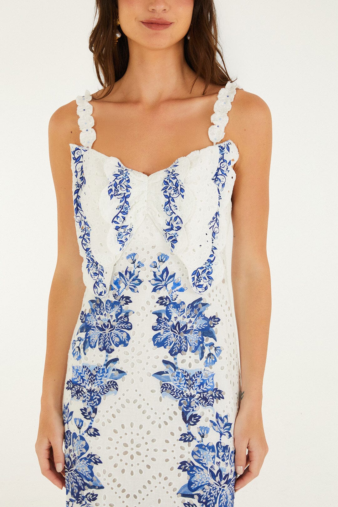 Vestido Midi Blanco Hueso Beautiful Nature con Ojales