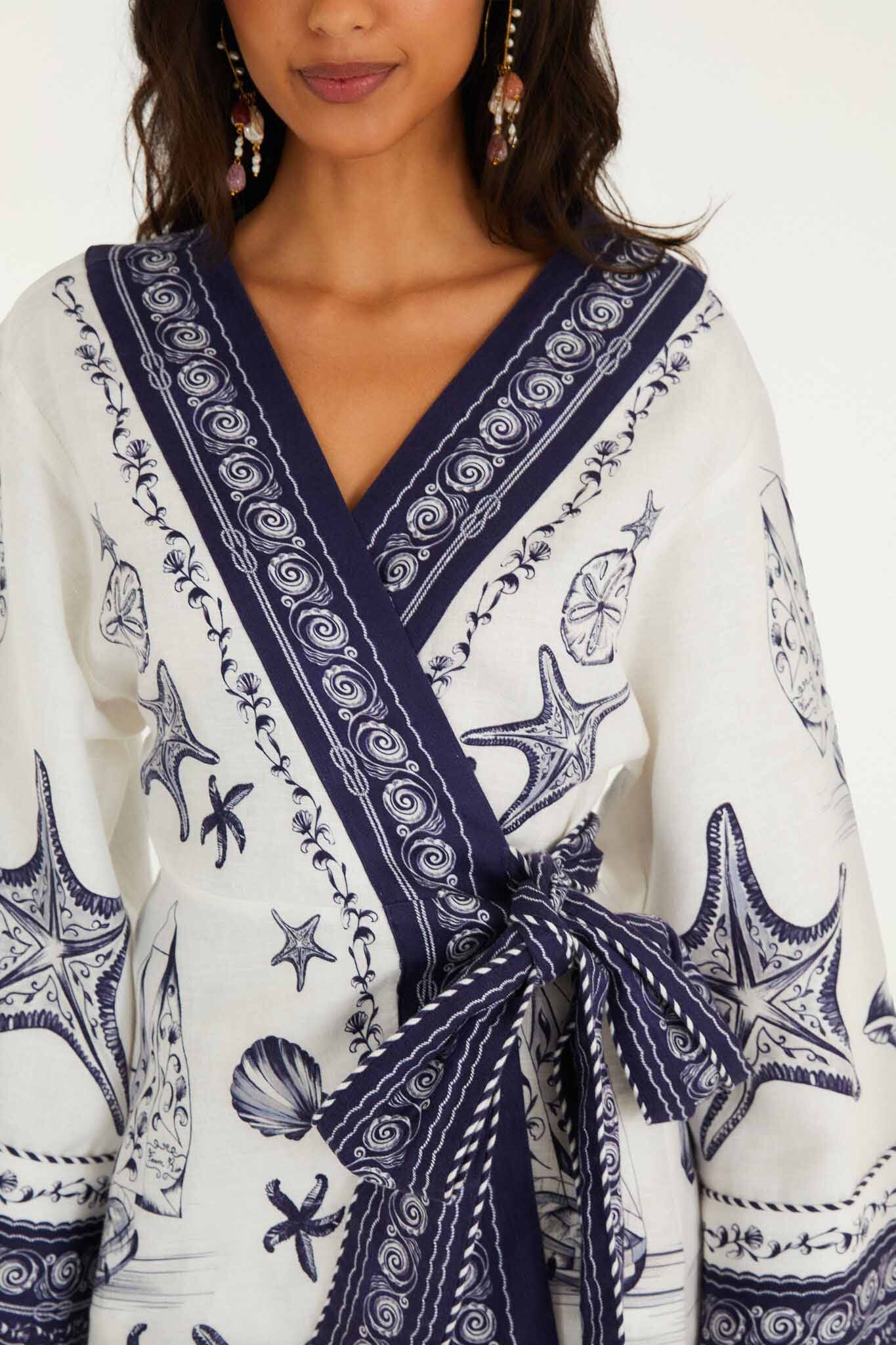 Vestido Mini Blanco Hueso Coast con Pañuelo