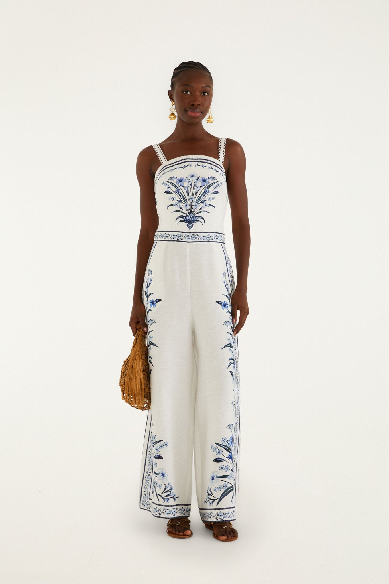 Maxi Jumpsuit Blanco Hueso Flowers Arch