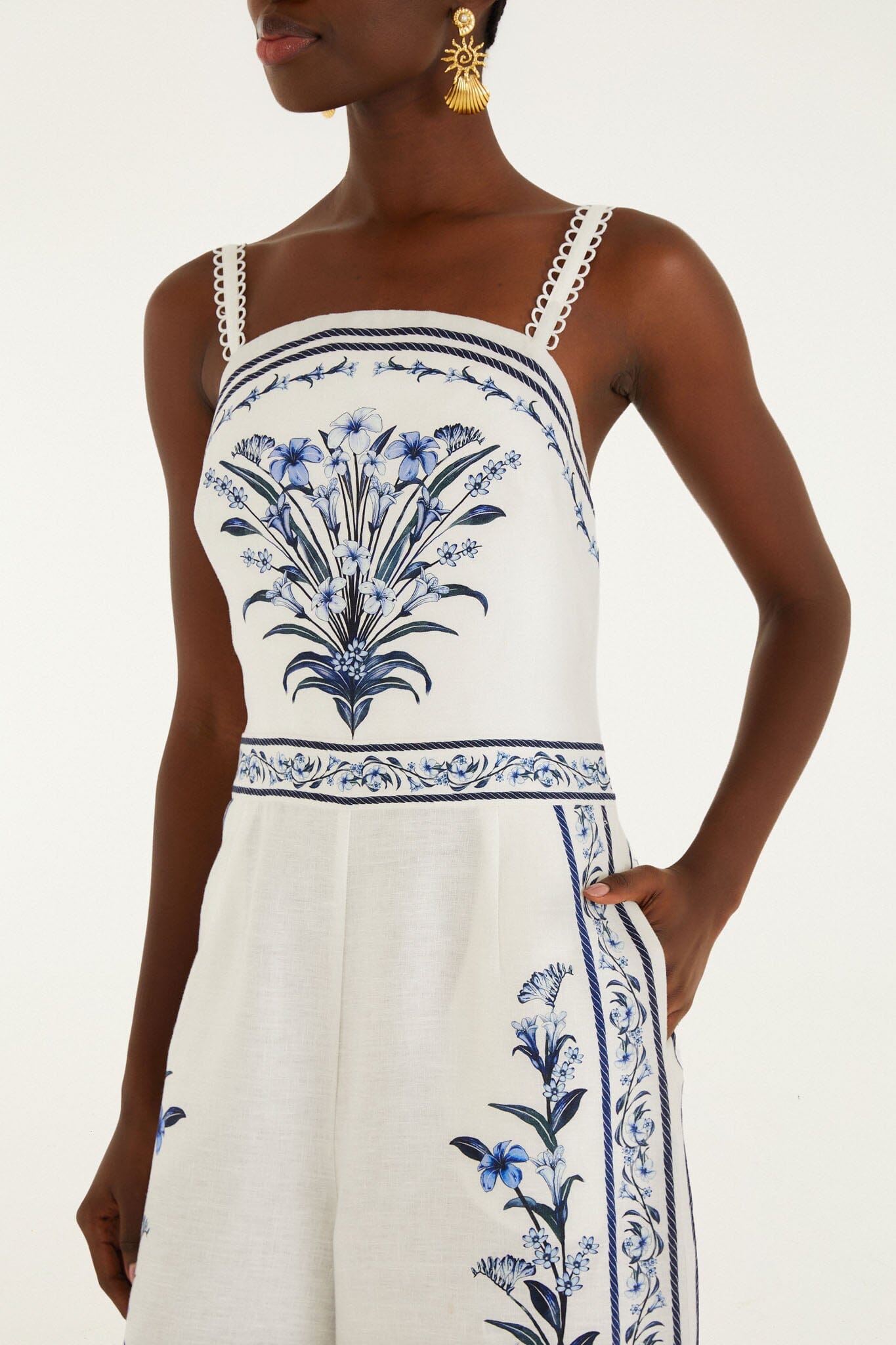 Maxi Jumpsuit Blanco Hueso Flowers Arch