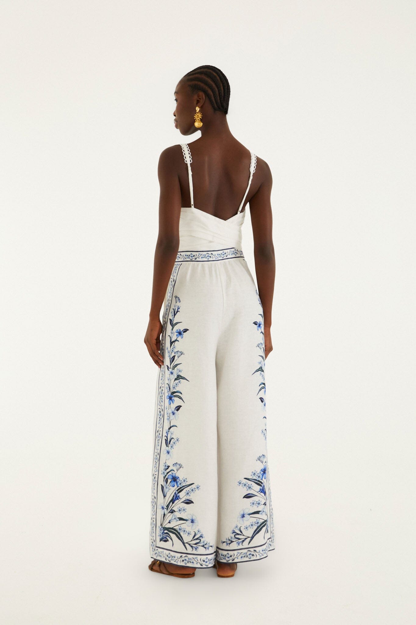Maxi Jumpsuit Blanco Hueso Flowers Arch