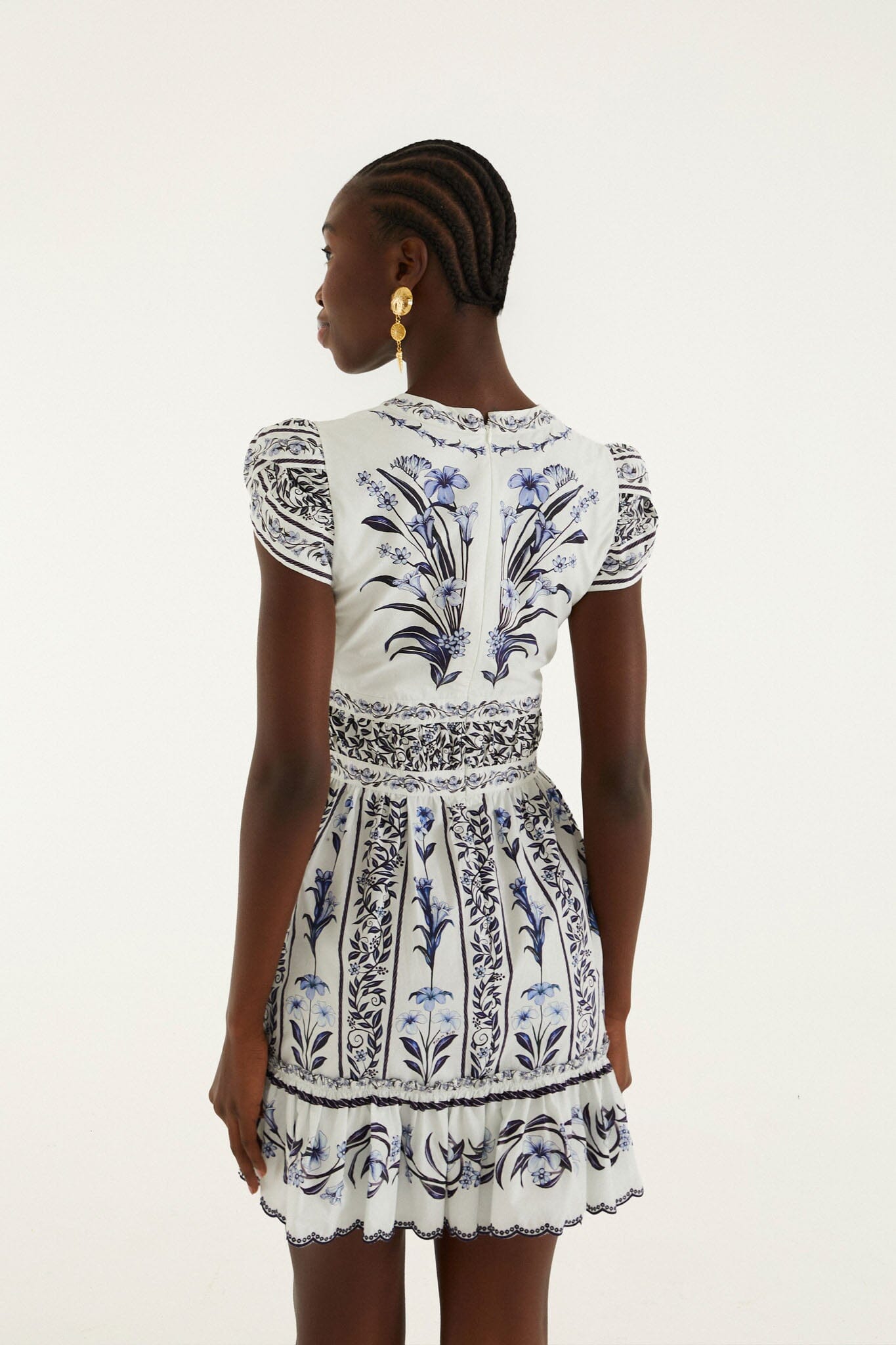 Vestido Mini Blanco Hueso Flowers Arch con Olanes