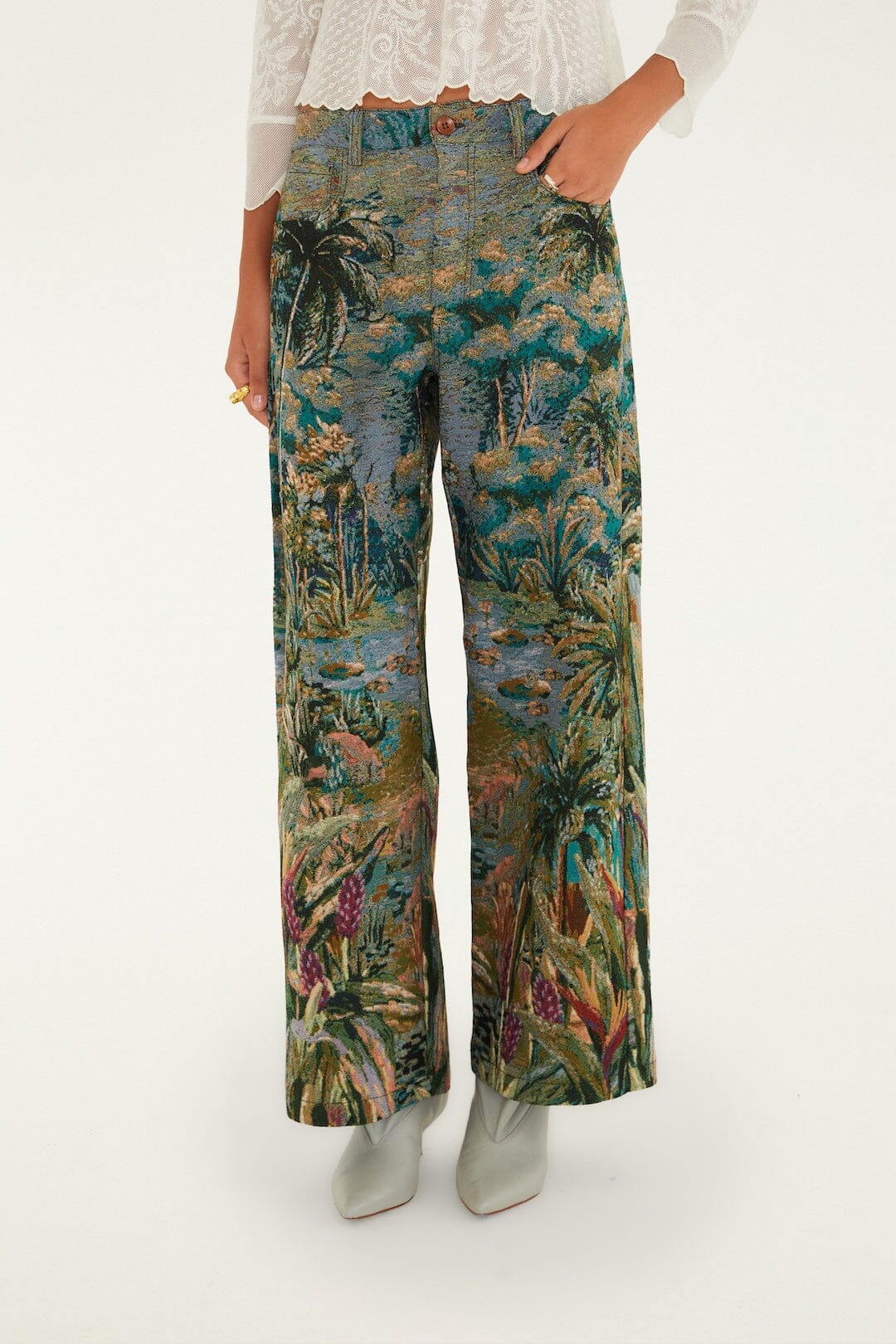 Pantalón de mezclilla Petricor Jacquard de pierna ancha