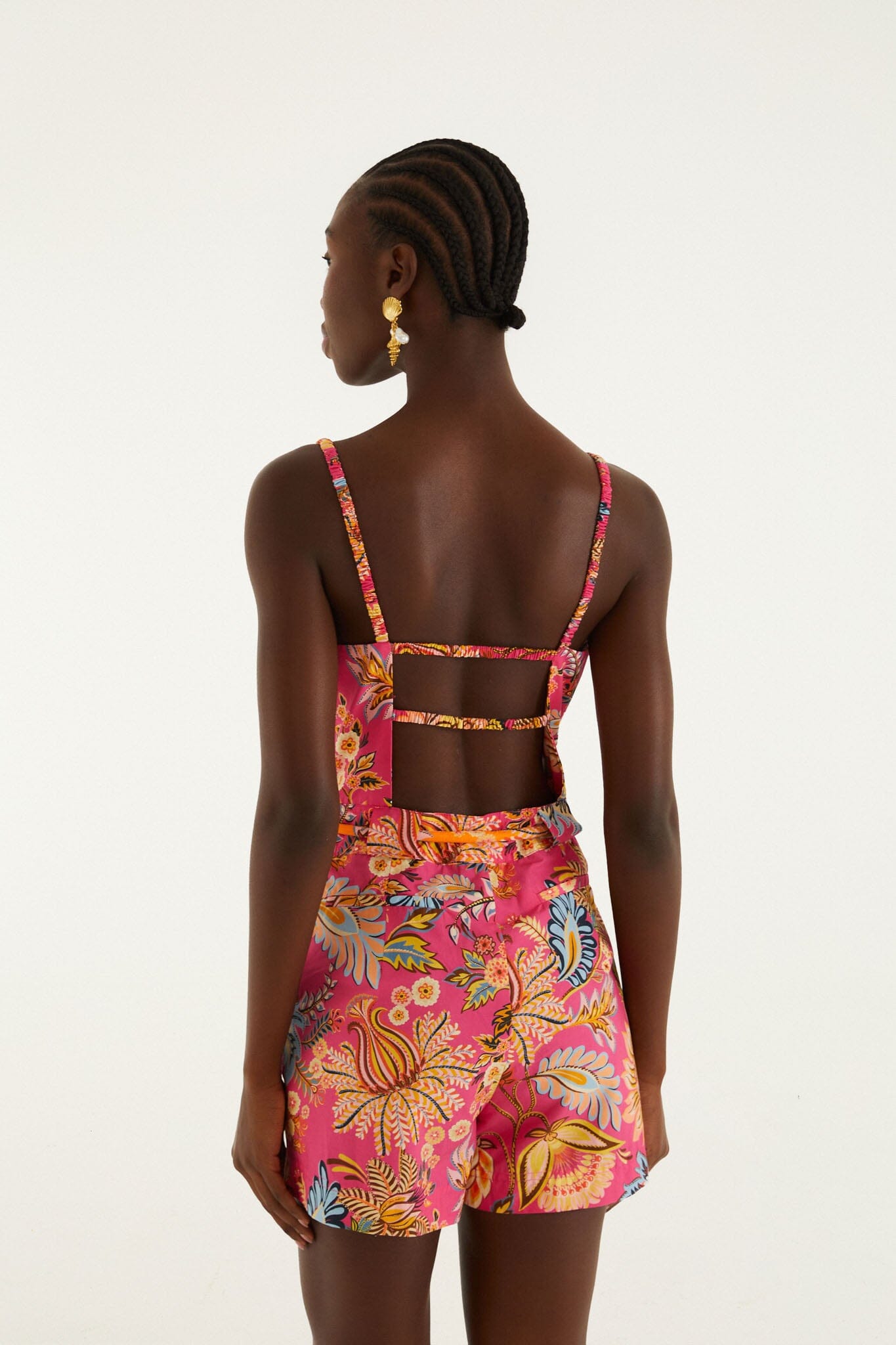 Romper Rosa Ligia Floral con Cordón
