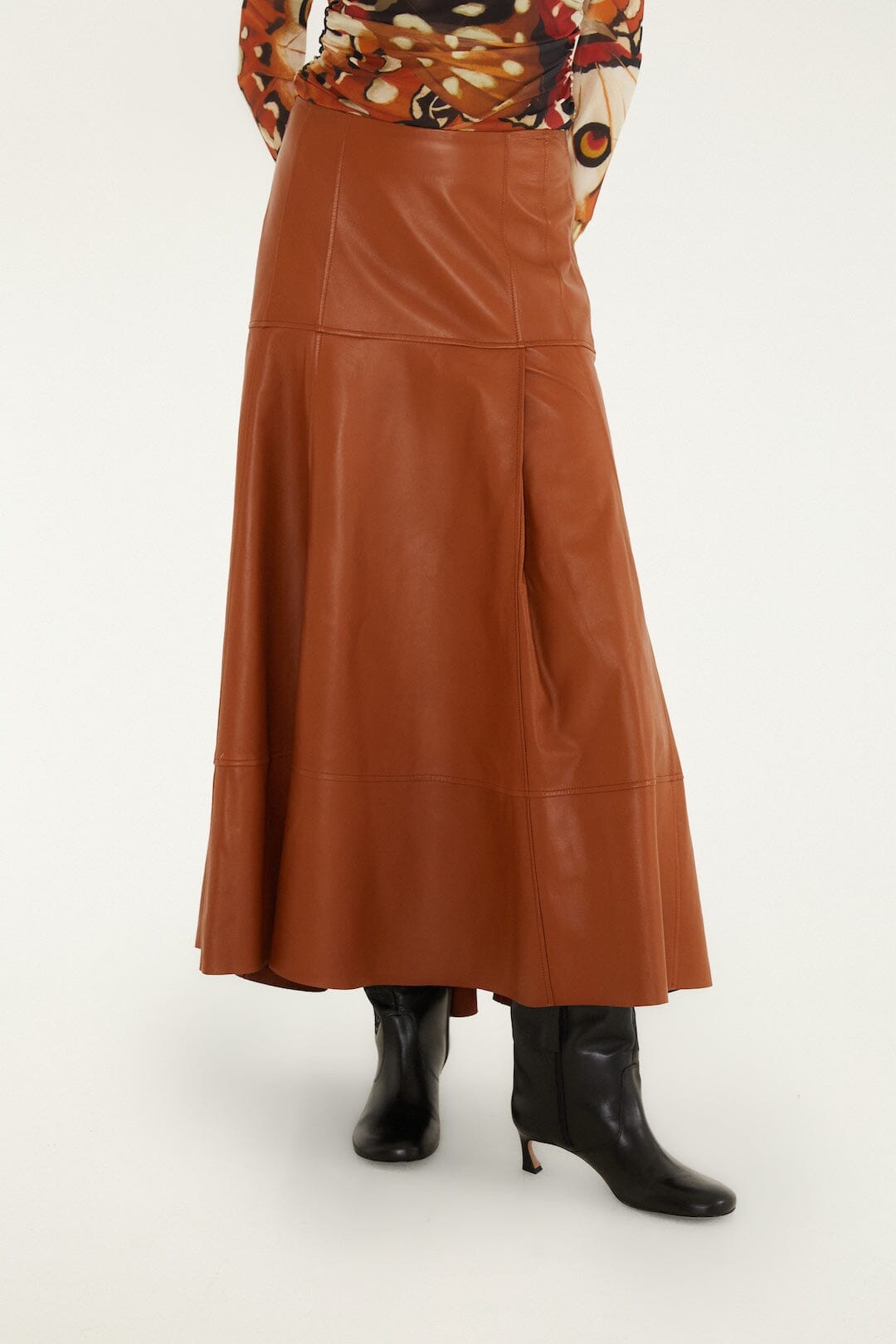 Midi Falda de Piel Plisada