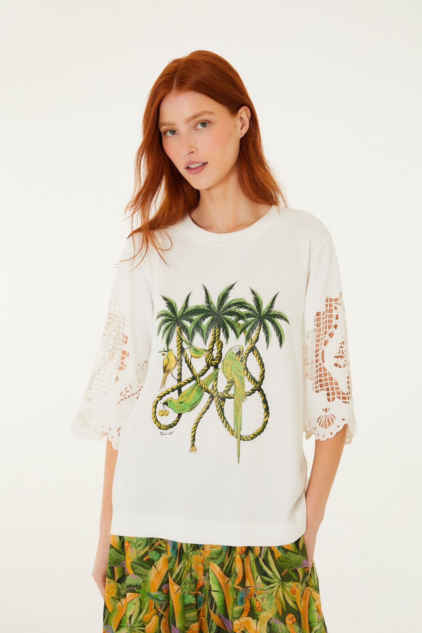 Playera Blanco Hueso Ropes and Birds Richelieu