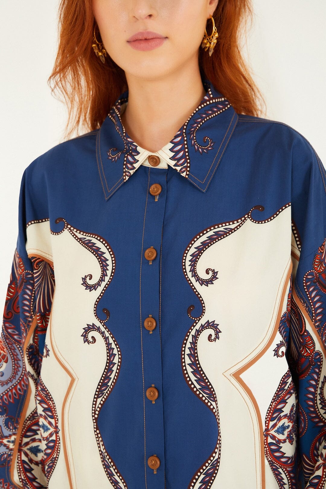 arabesque scarf sand long sleeve shirt