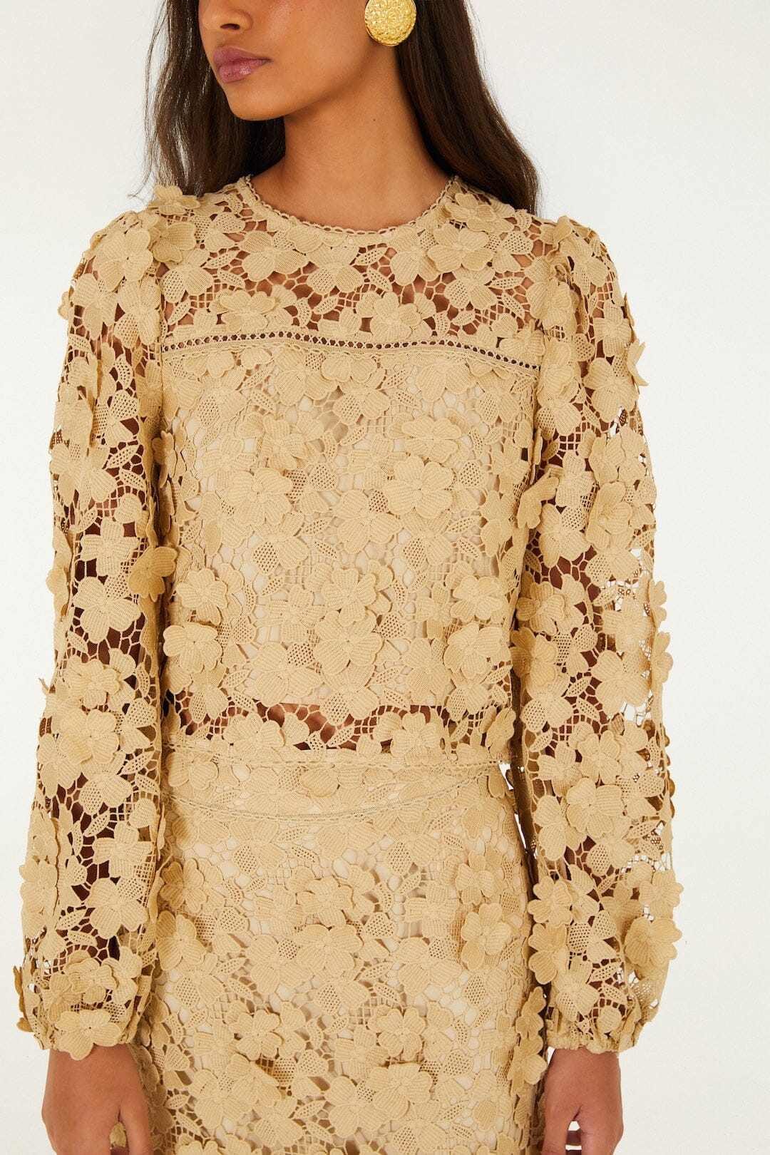 Blusa Bordada Sand de Manga Larga