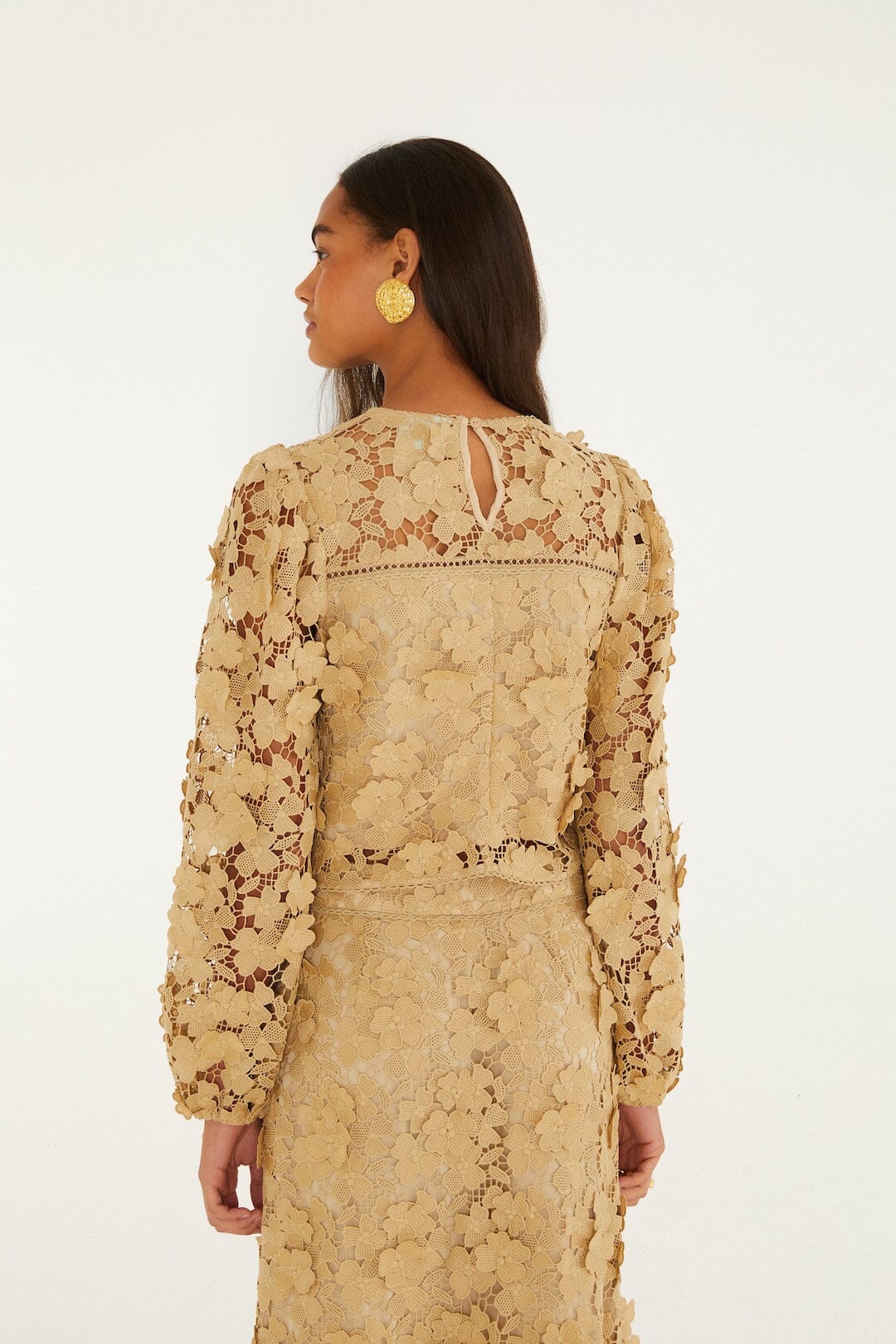 Blusa Bordada Sand de Manga Larga