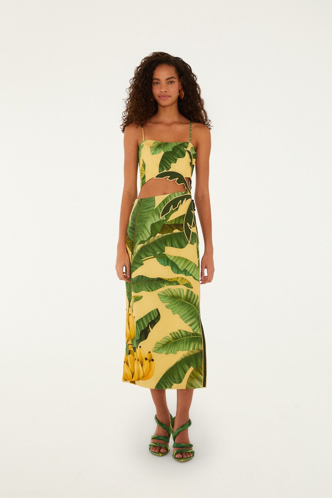 Maxi Vestido 3D Banana Leaves Amarillo Suave