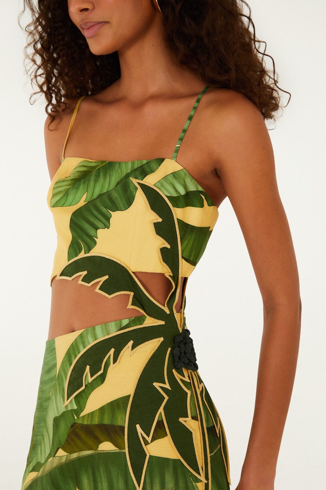 Maxi Vestido 3D Banana Leaves Amarillo Suave
