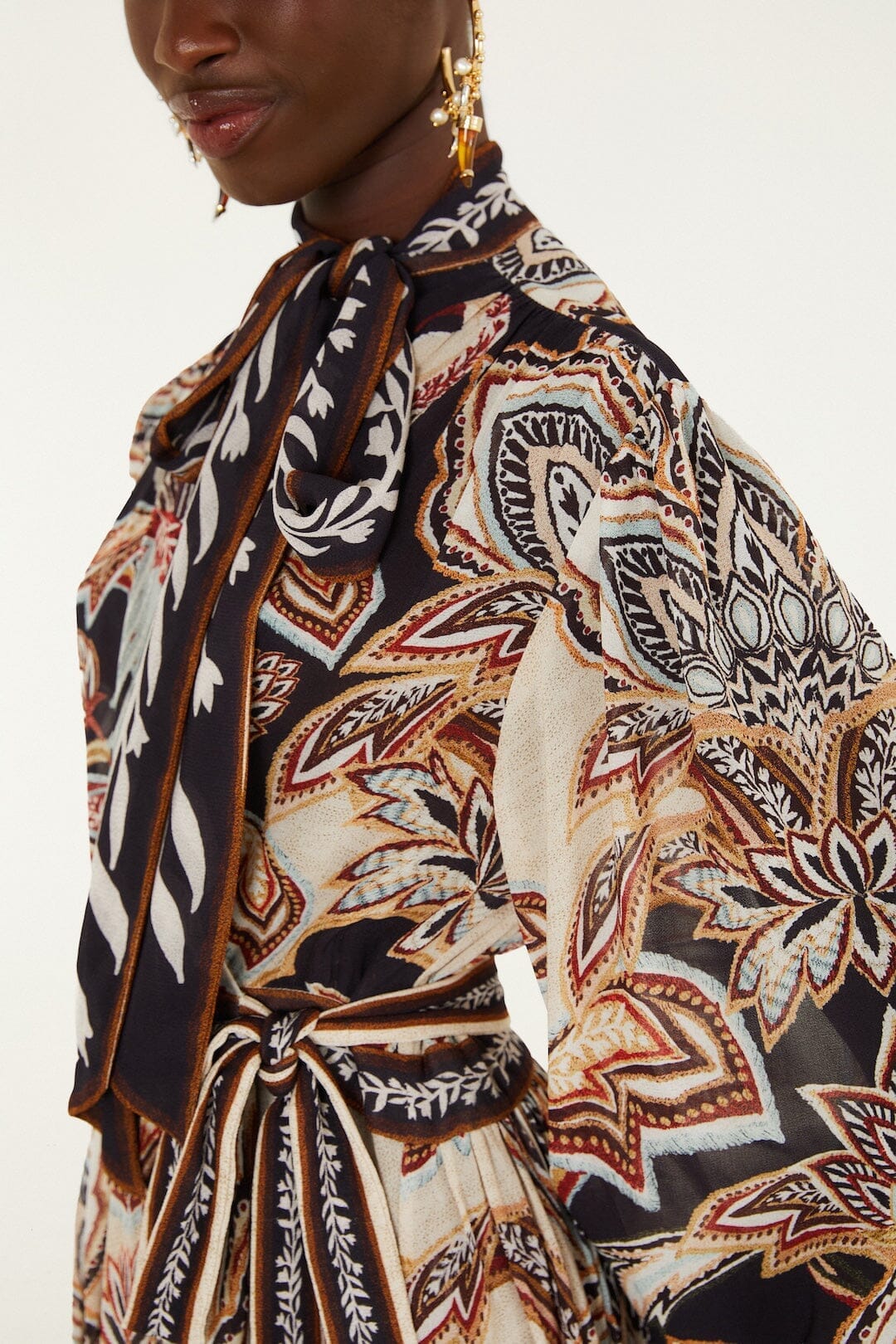 Midi vestido Tapestry Dream de manga larga