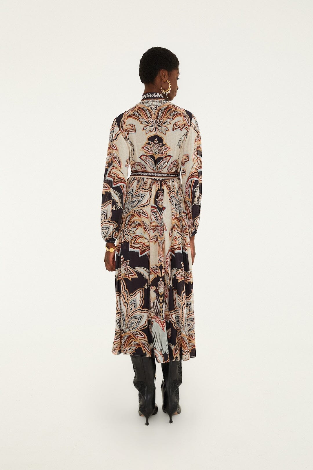 Midi vestido Tapestry Dream de manga larga