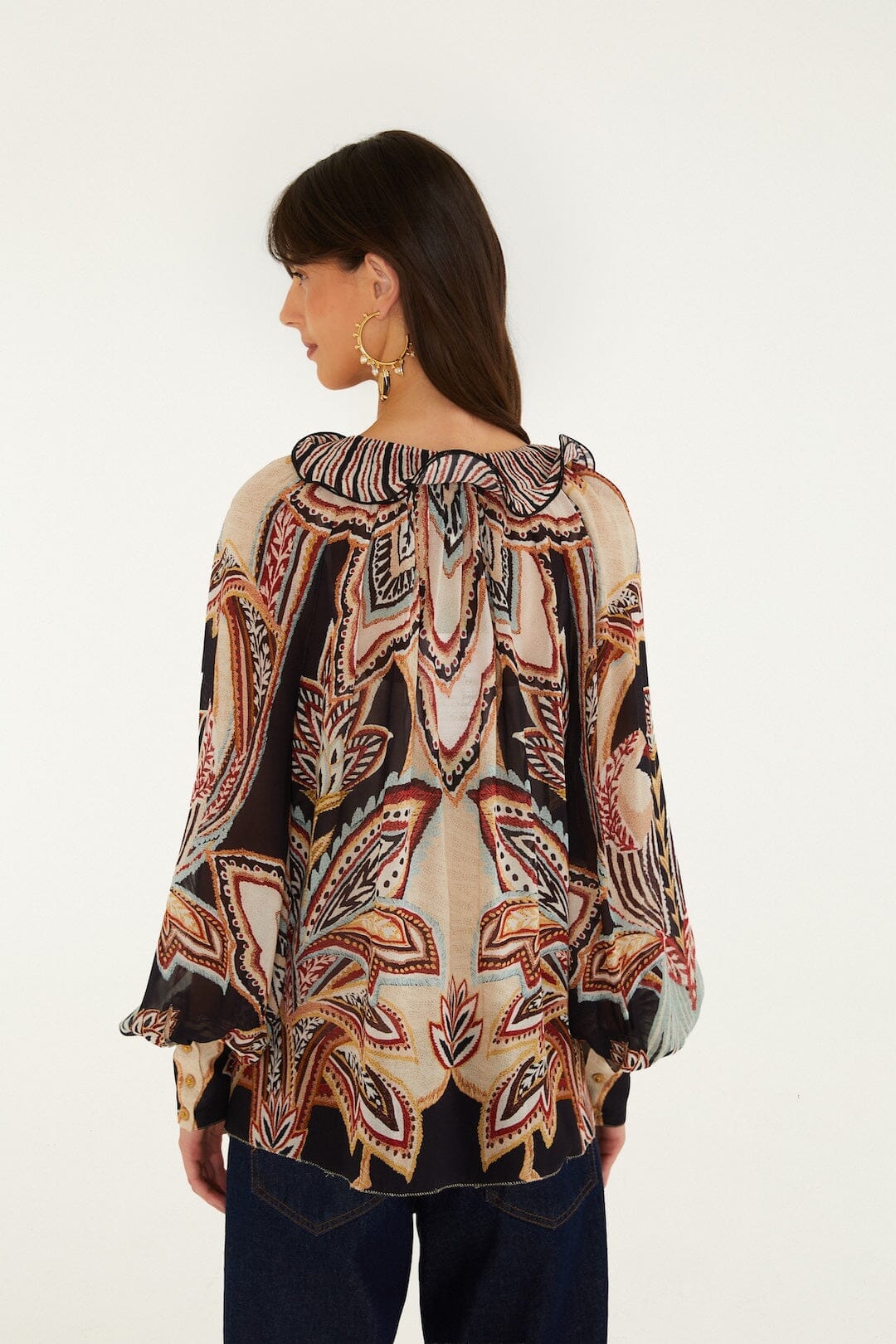 Blusa Tapestry Dream con lazos y manga larga