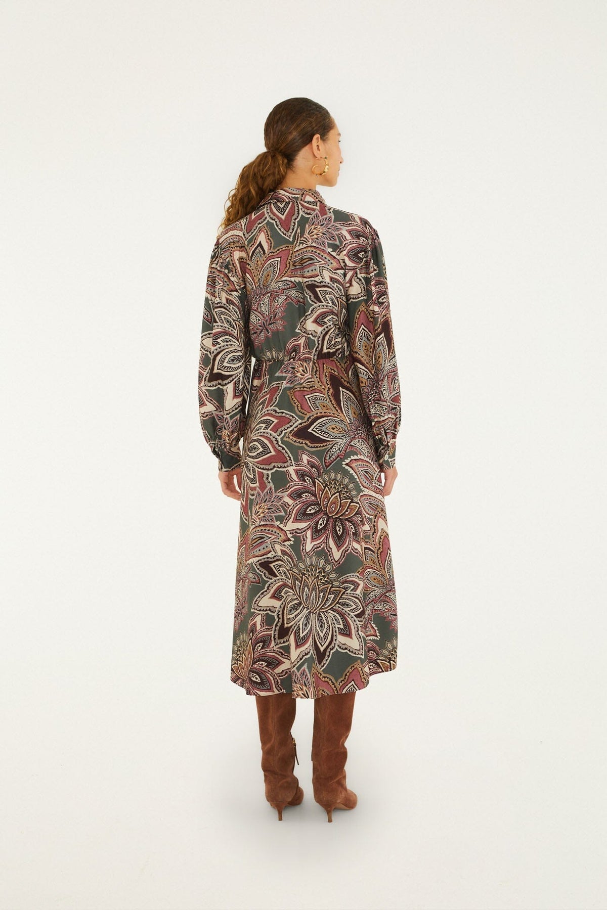Midi vestido Tapestry Flowers con cinturón