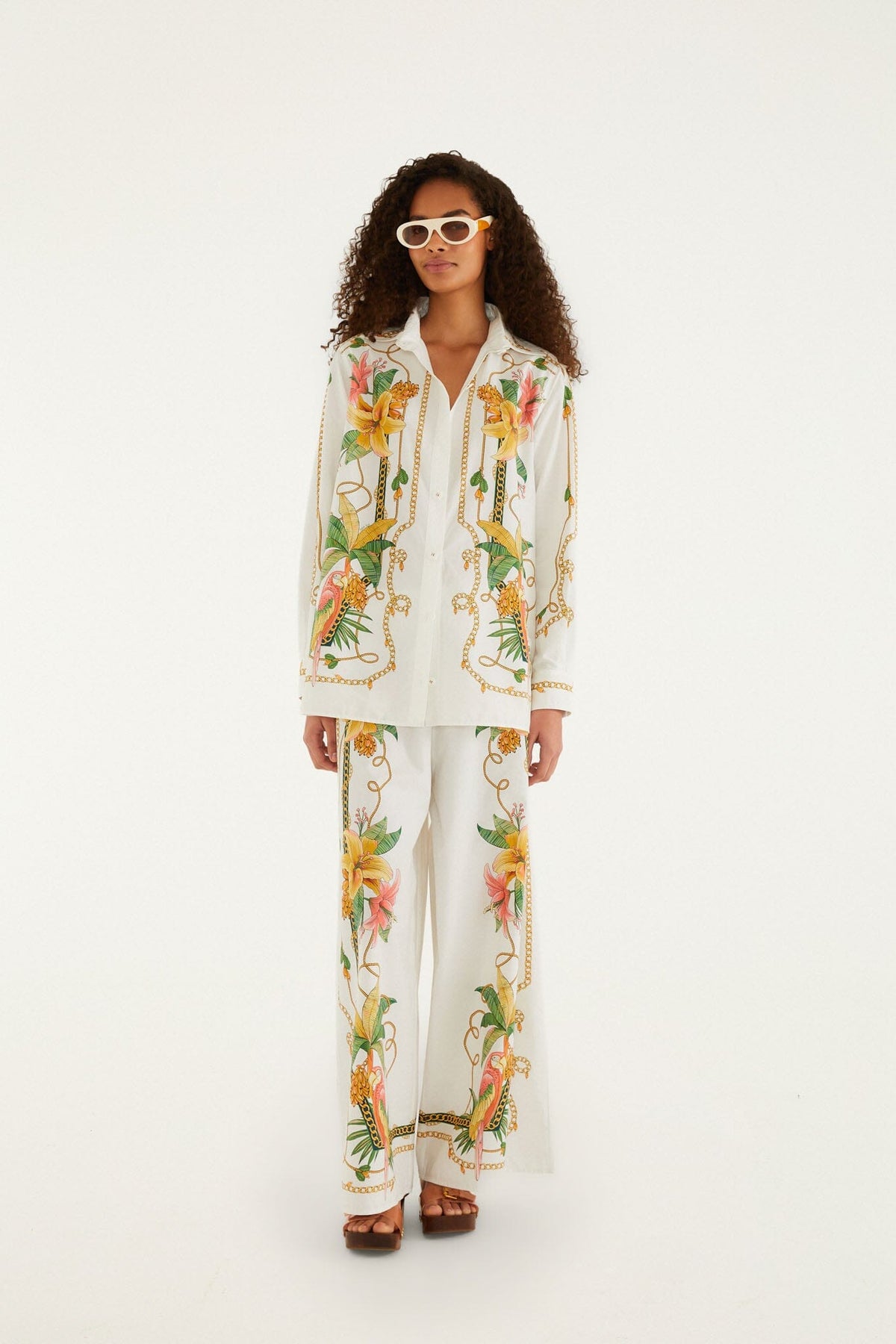 Pantalones Tropical Royalty Blanco Hueso