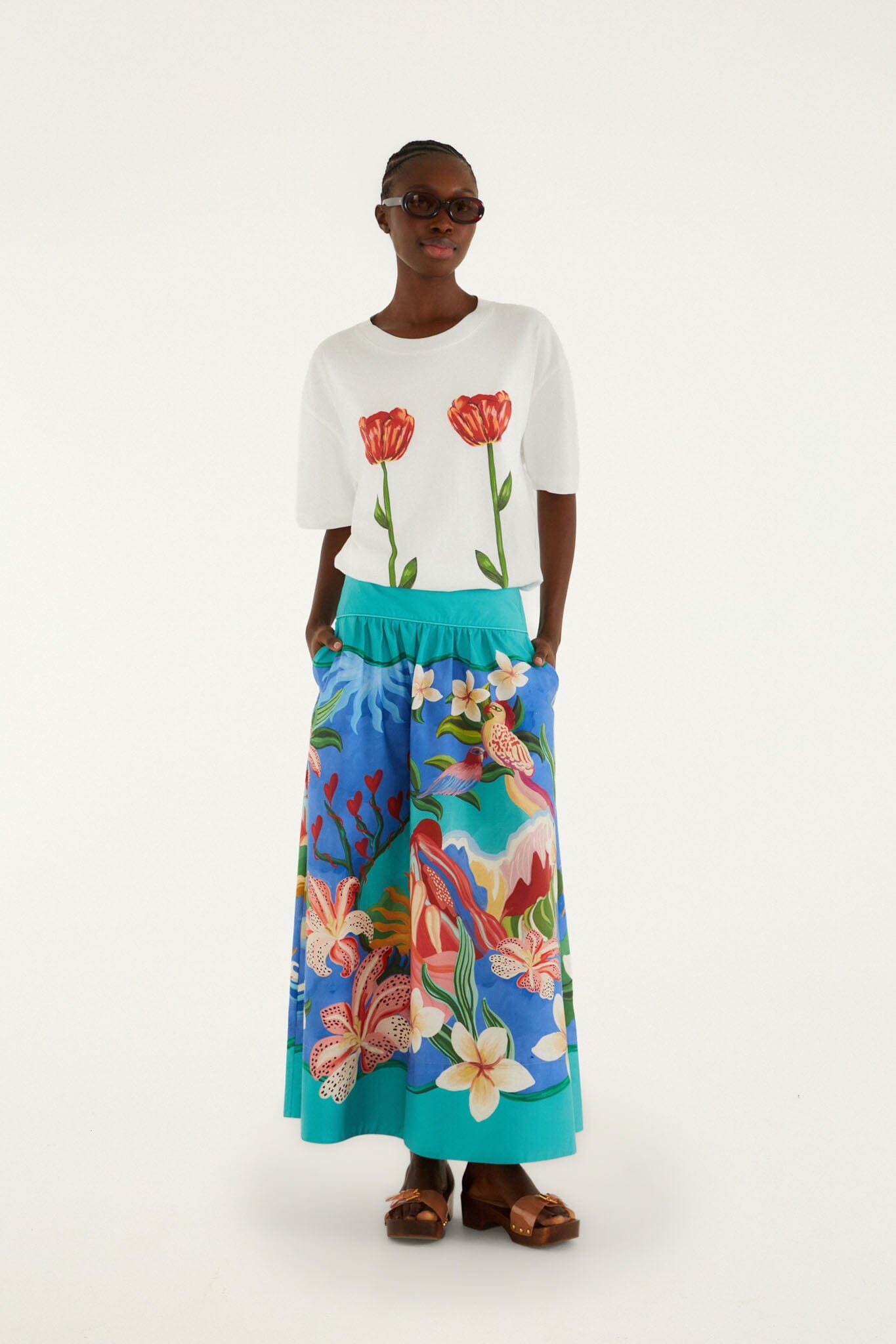 Playera Blanca Tropical Rose