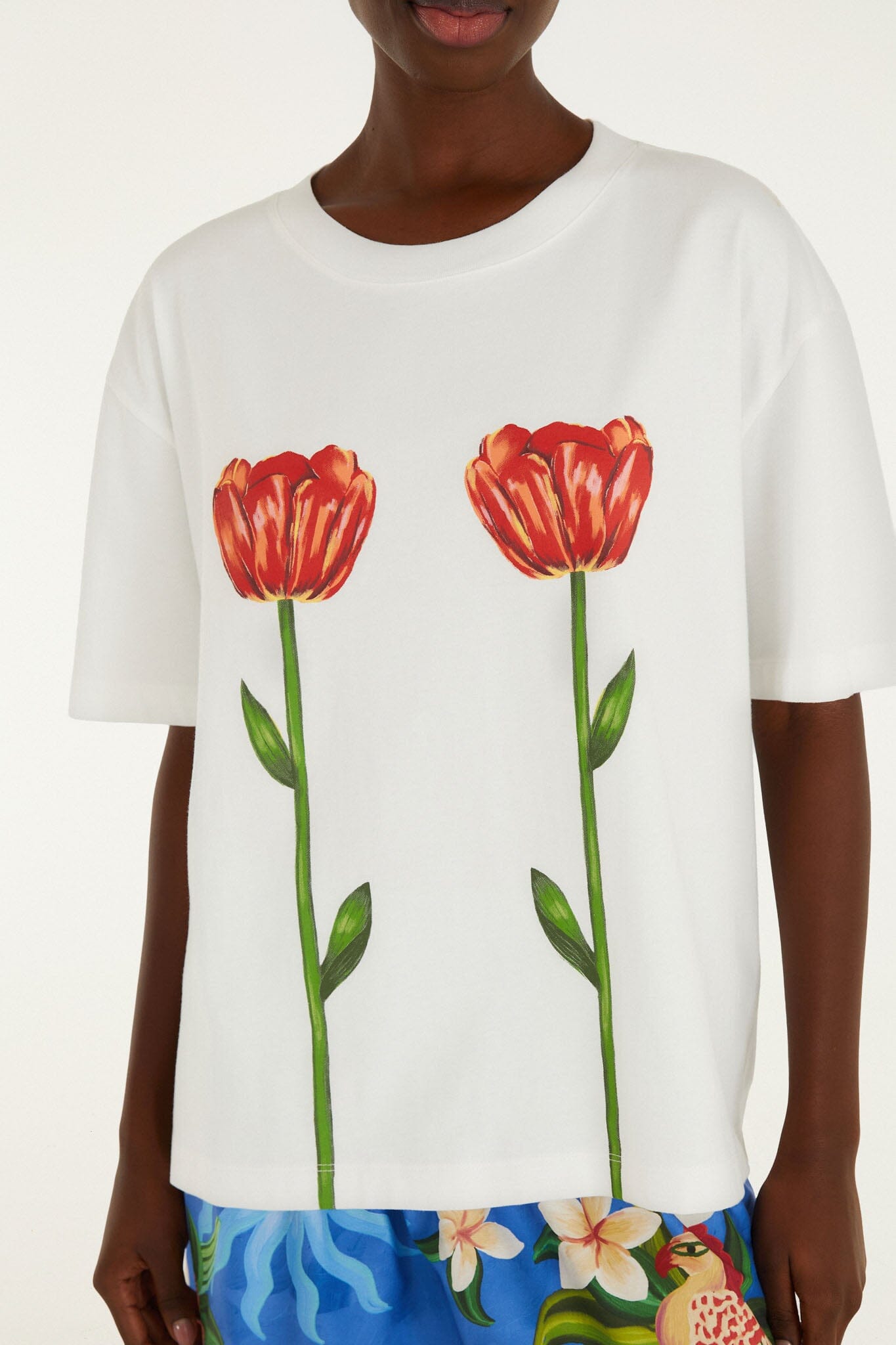 Playera Blanca Tropical Rose