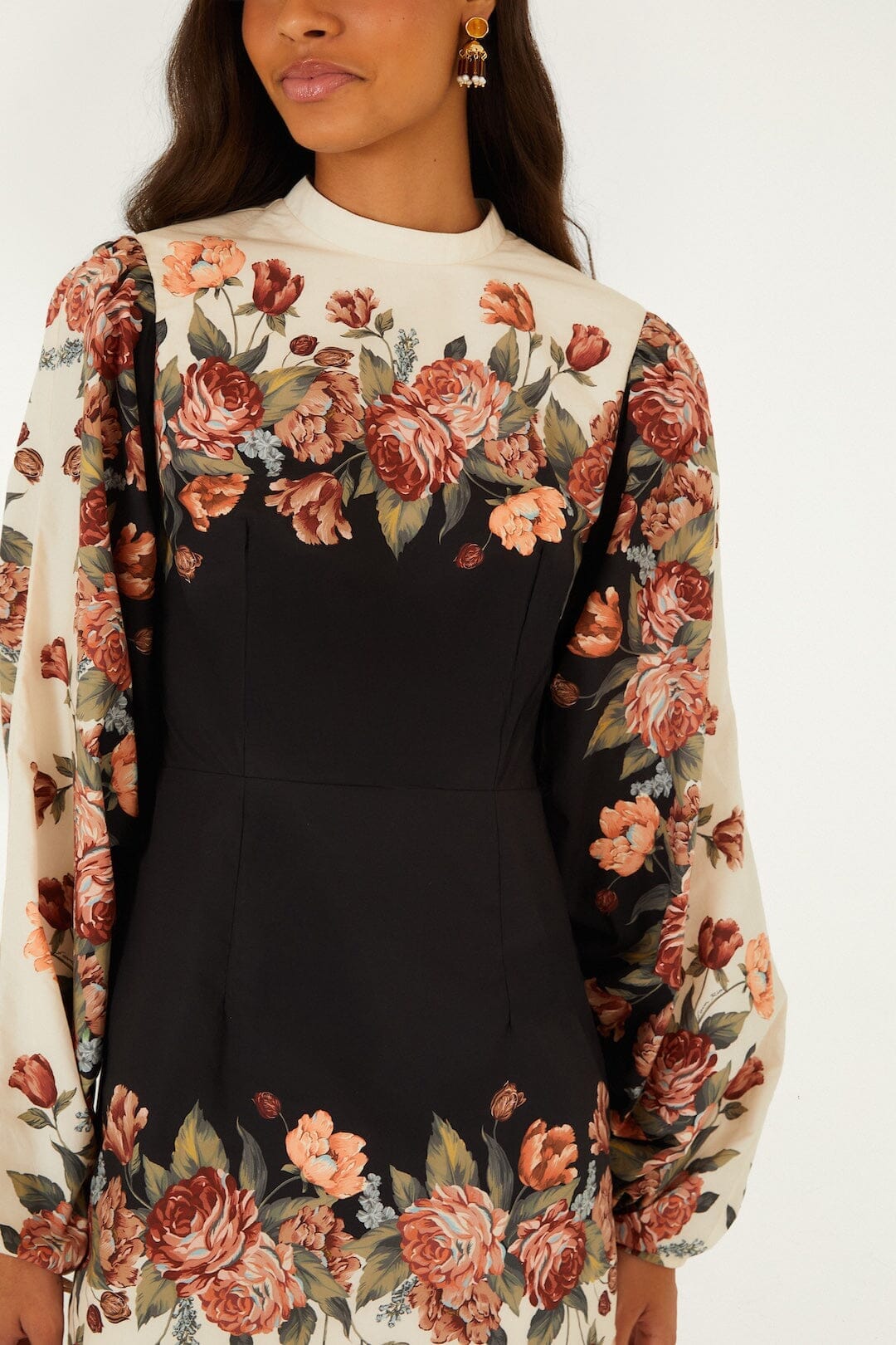 Mini vestido Winter Floral de manga larga