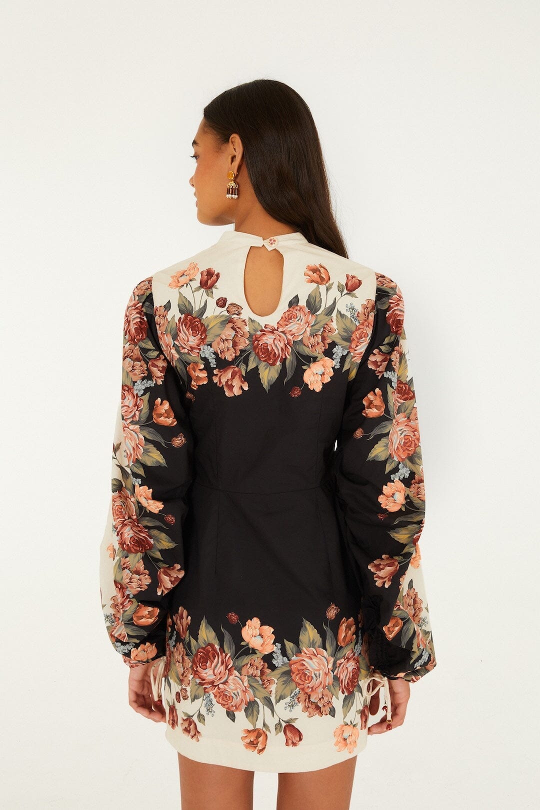 Mini vestido Winter Floral de manga larga