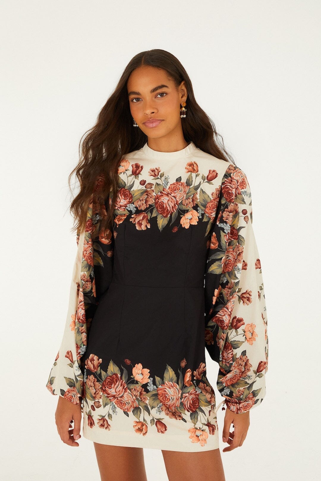 Mini vestido Winter Floral de manga larga