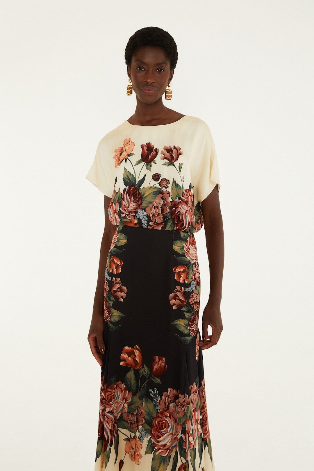 Maxi vestido Winter Floral de manga corta