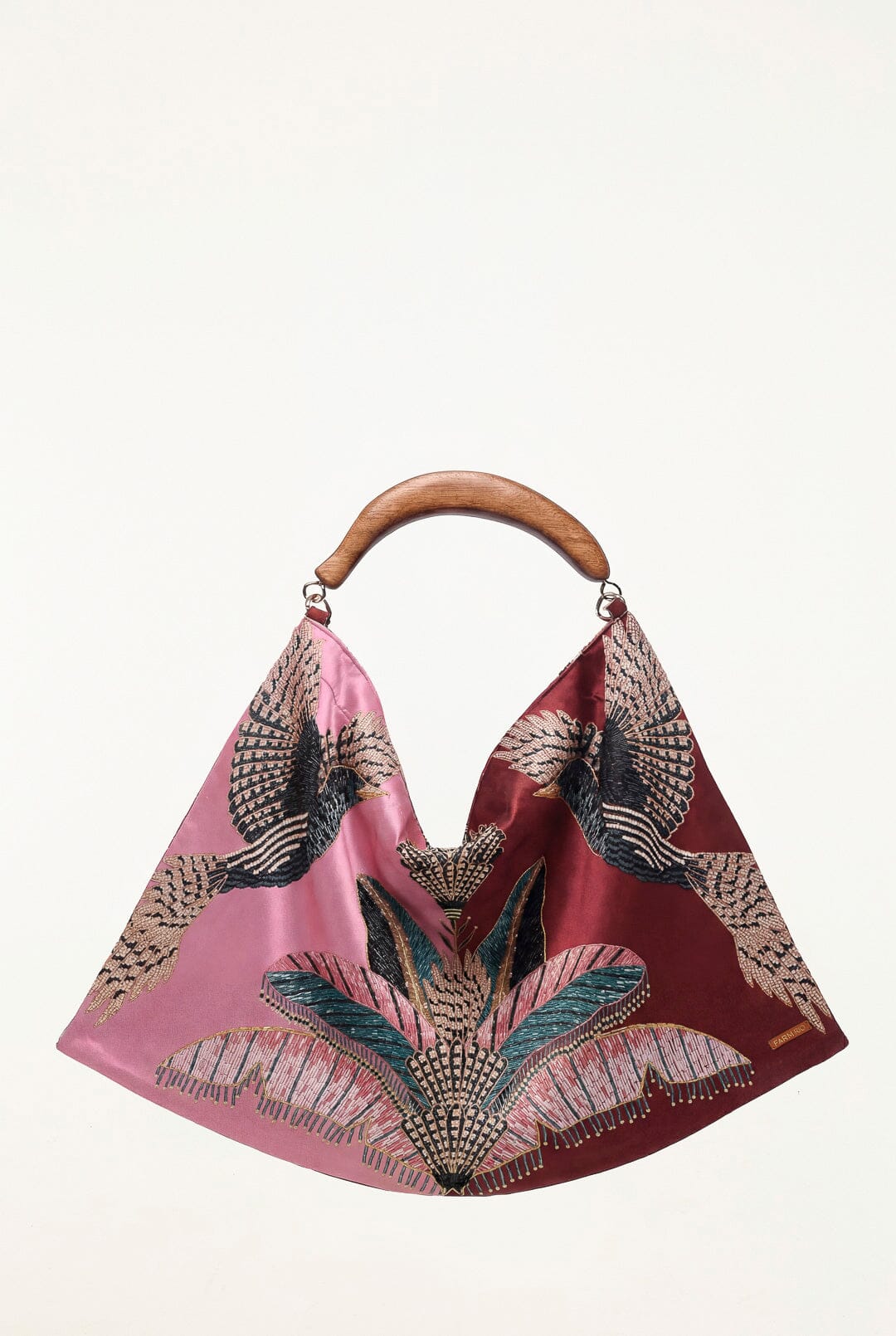 Bolsa grande de pañuelo con asa de madera