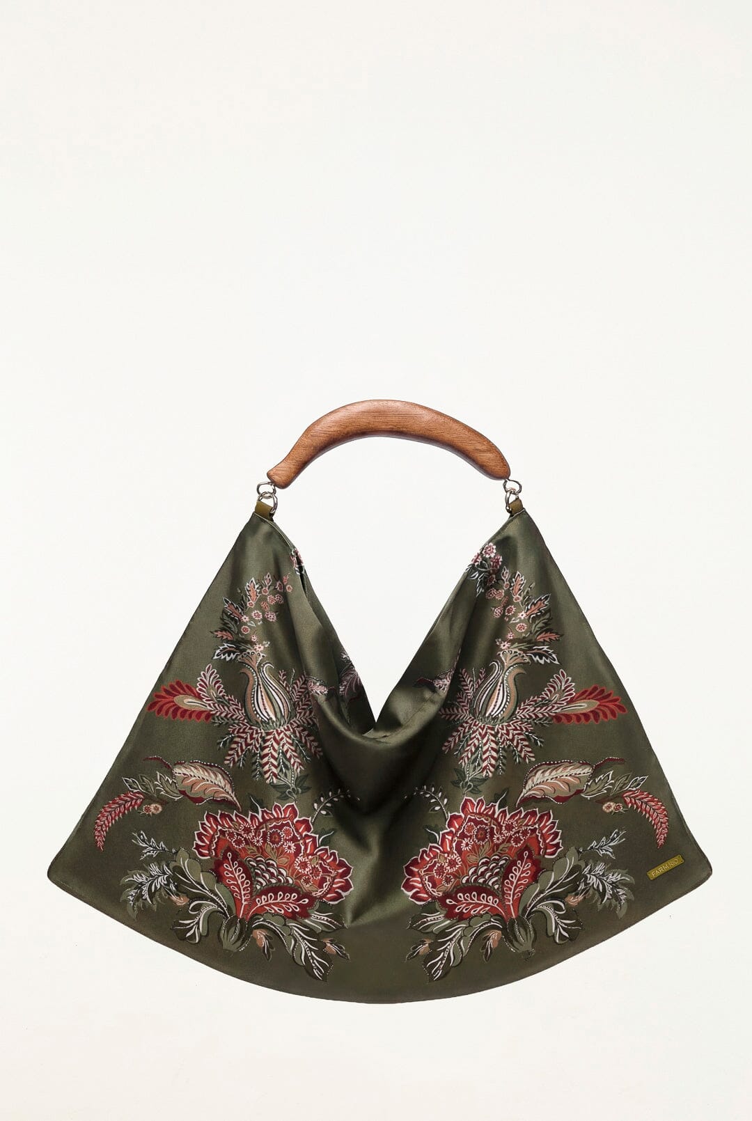 Bolsa grande de pañuelo con asa de madera